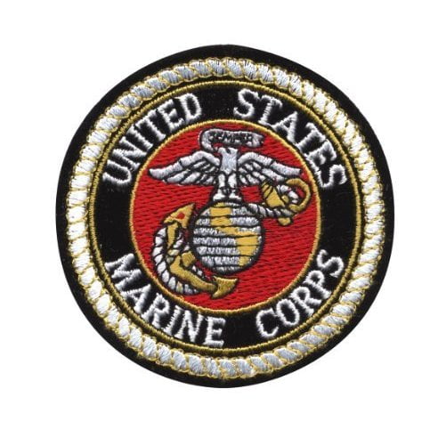 2" x 4 1/4" USMC US MARINE CORPS MARINES Gold on Red Iron on Sew on Patch